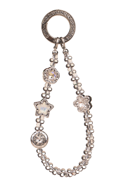 Quiet Star clear beaded phone charm with star and flower details